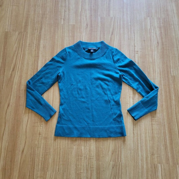 Banana Republic Sweater Top Shirt Womens Small Green Merino Wool Basic Holiday - Picture 2 of 10